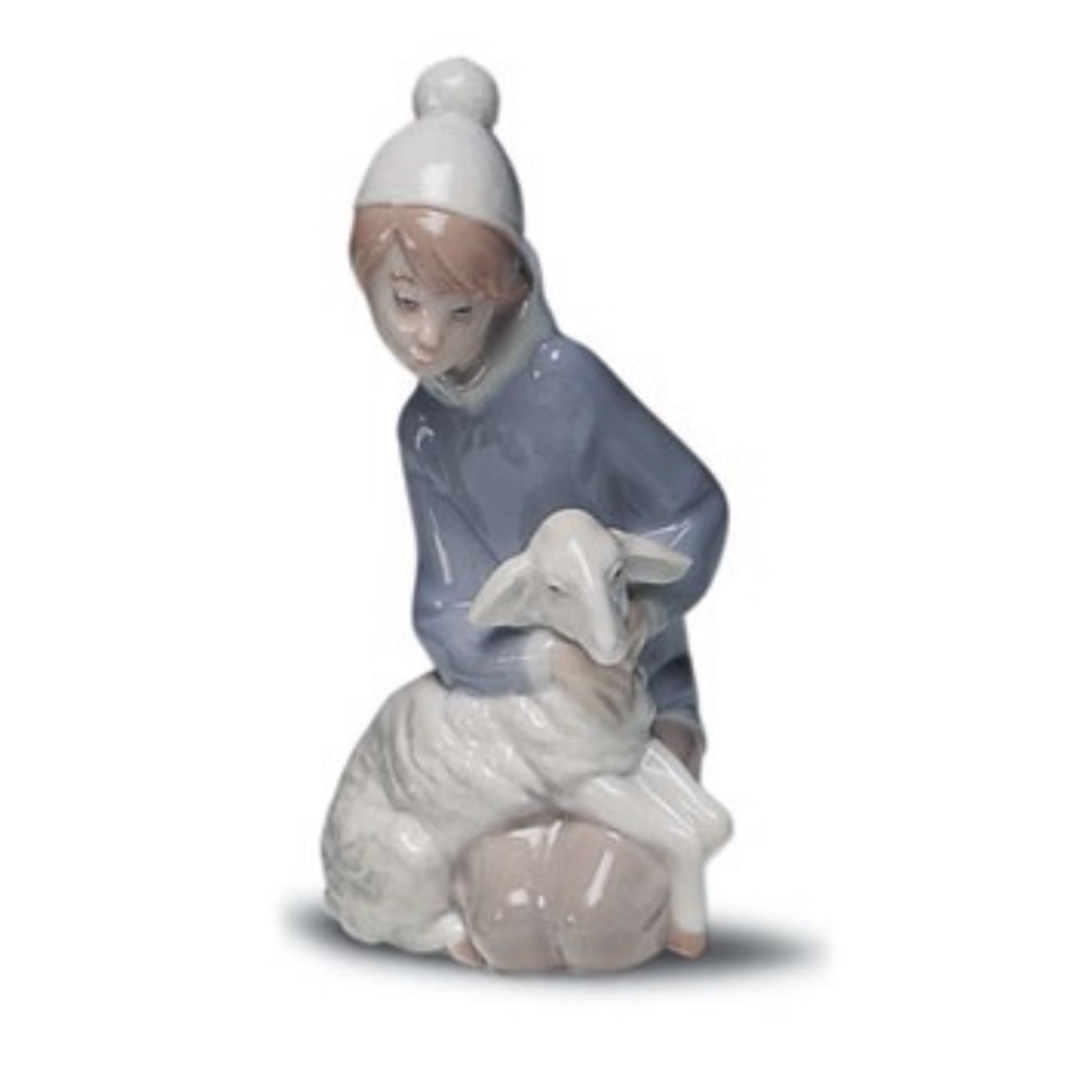 VINTAGE 1977 LLADRO SHEPHERD WITH LAMB PORCELAIN FIGURINE  4676G